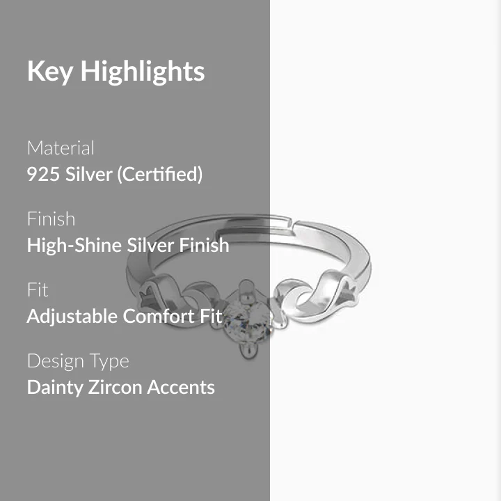 Silver Zircon Beachy Waves Ring - Image 2