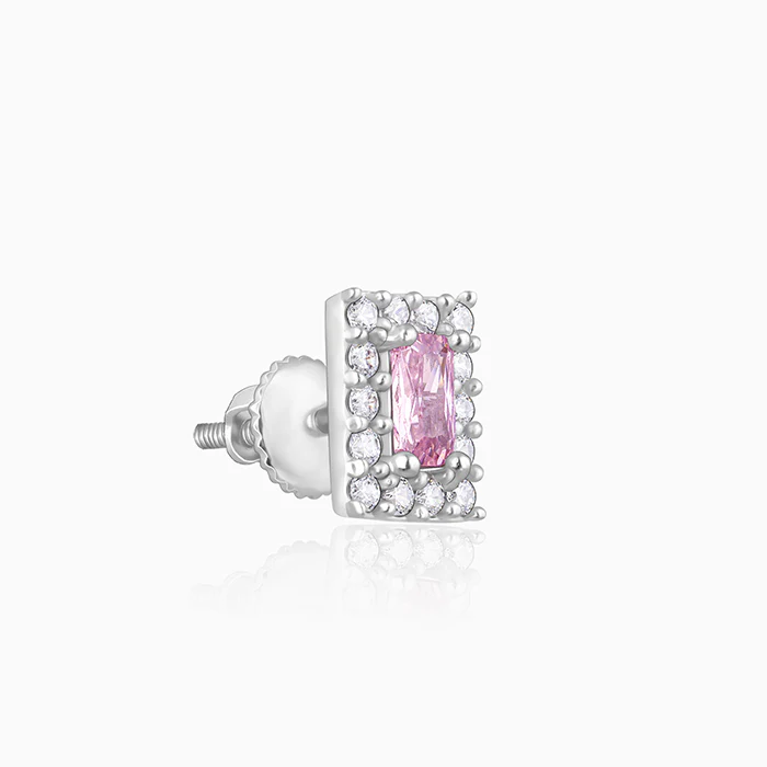 Silver Regal Pink Stud Earrings - Image 4
