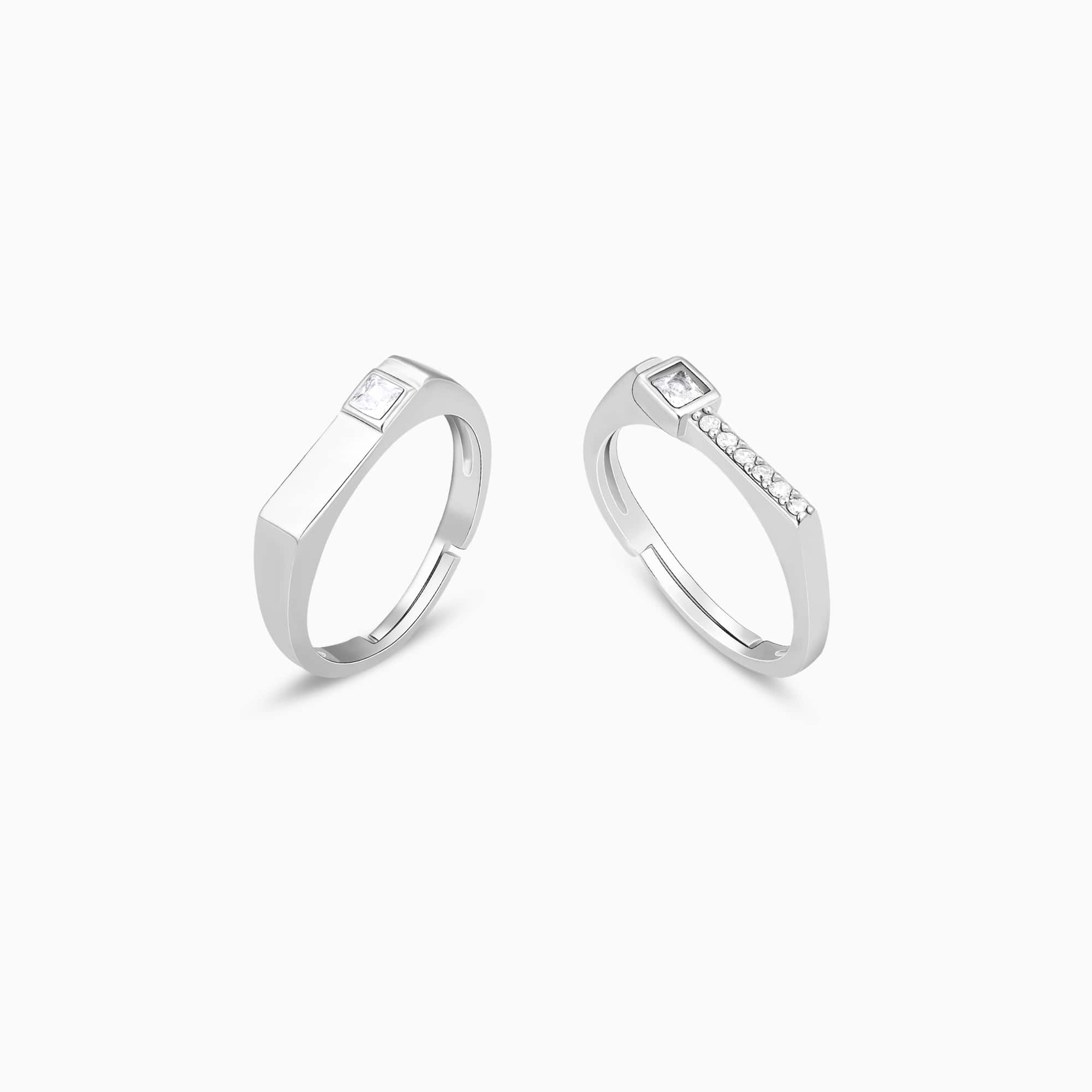 Silver Zircon Love Language Couple Rings - Image 4