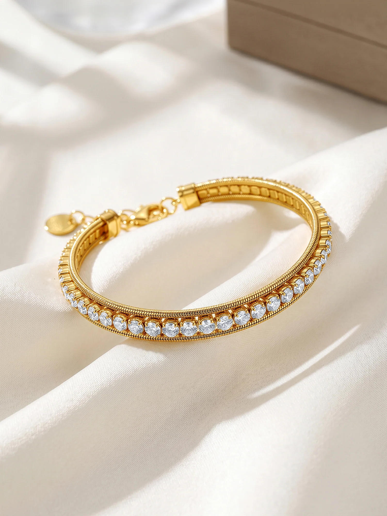 Crystal Stack Gold Plated Bracelet - Image 2
