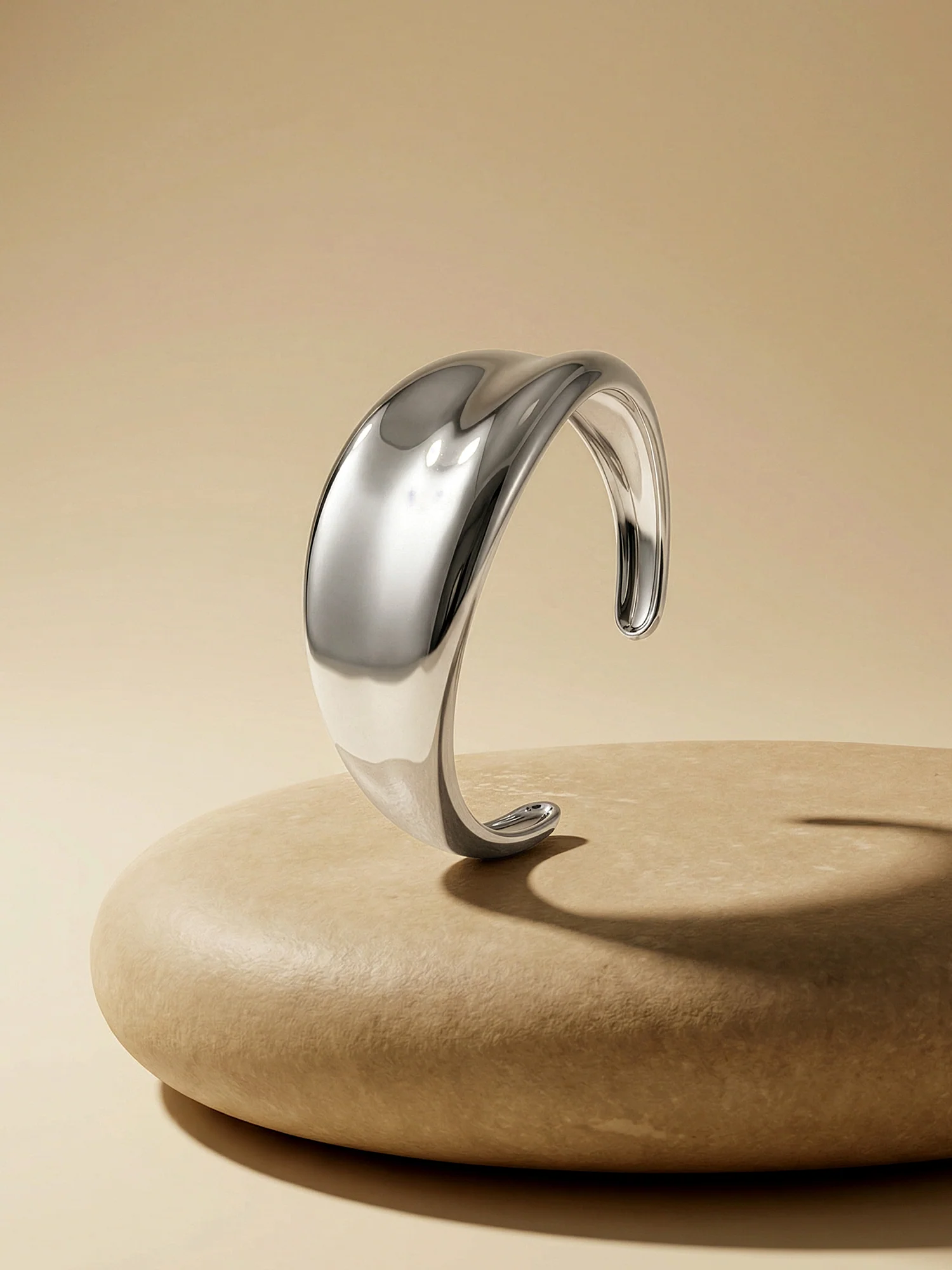 Curve Core Rhodium Plated Cuff Bracelet - Image 2