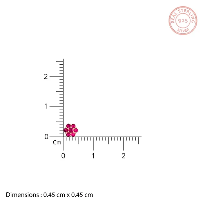Rose Gold Magenta Flower Stud Kids Earrings - Image 6