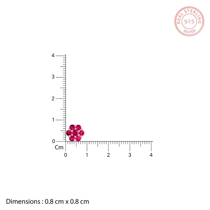 Rose Gold Magenta Flower Stud Earrings - Image 3