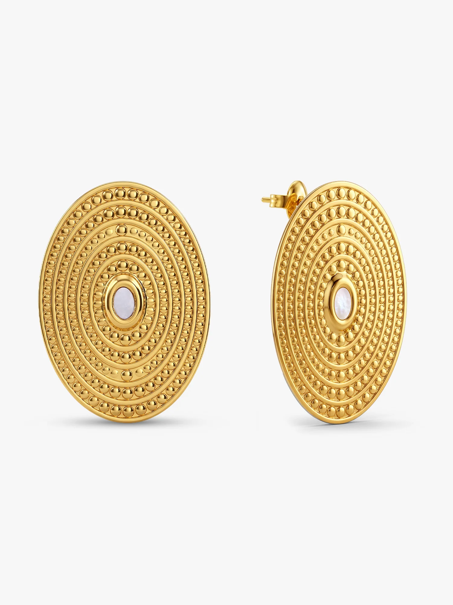 Disc Grid Gold Plated Studs - Image 4