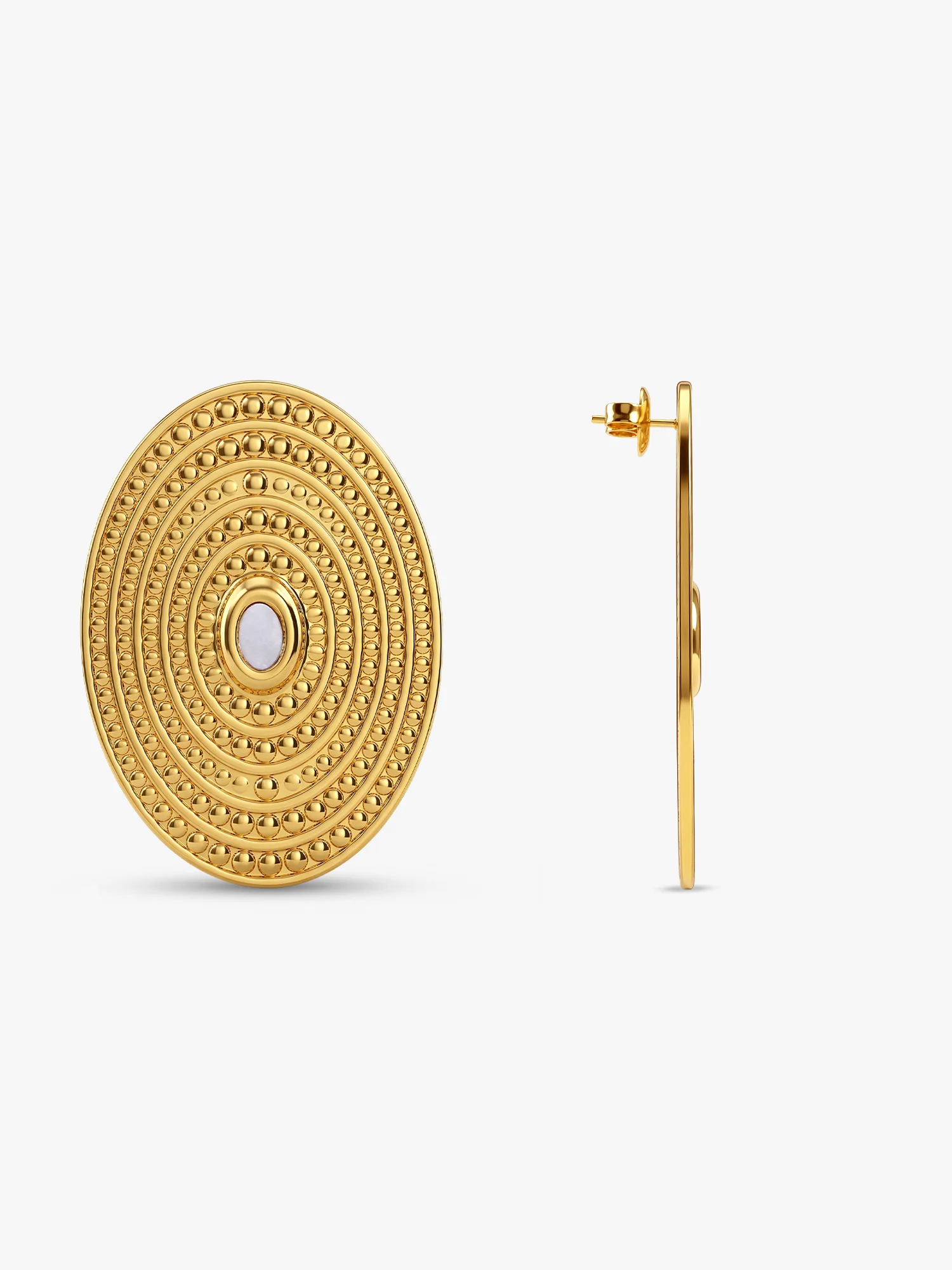 Disc Grid Gold Plated Studs - Image 5