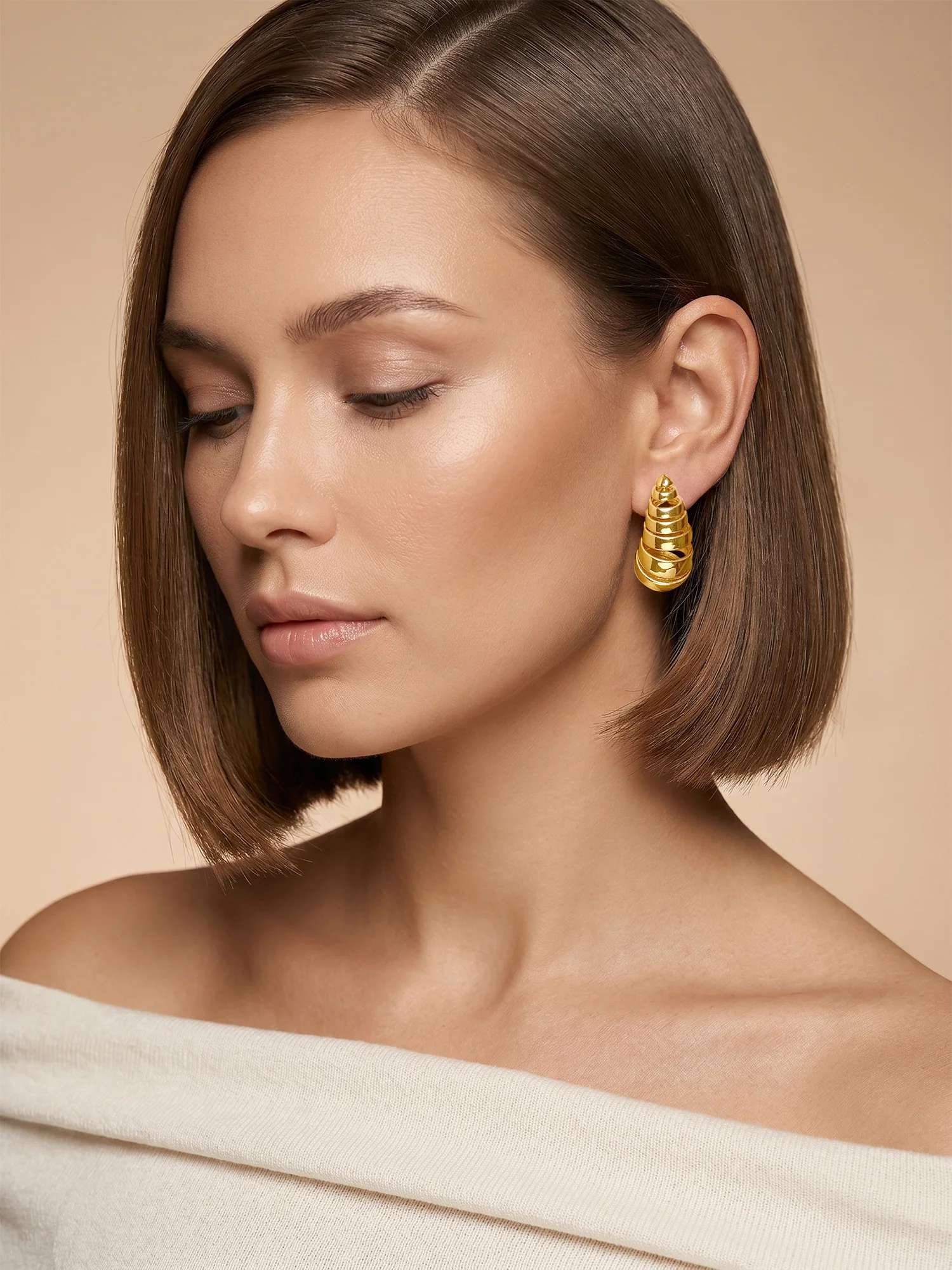Dome Drama Gold Plated Earrings - Image 3