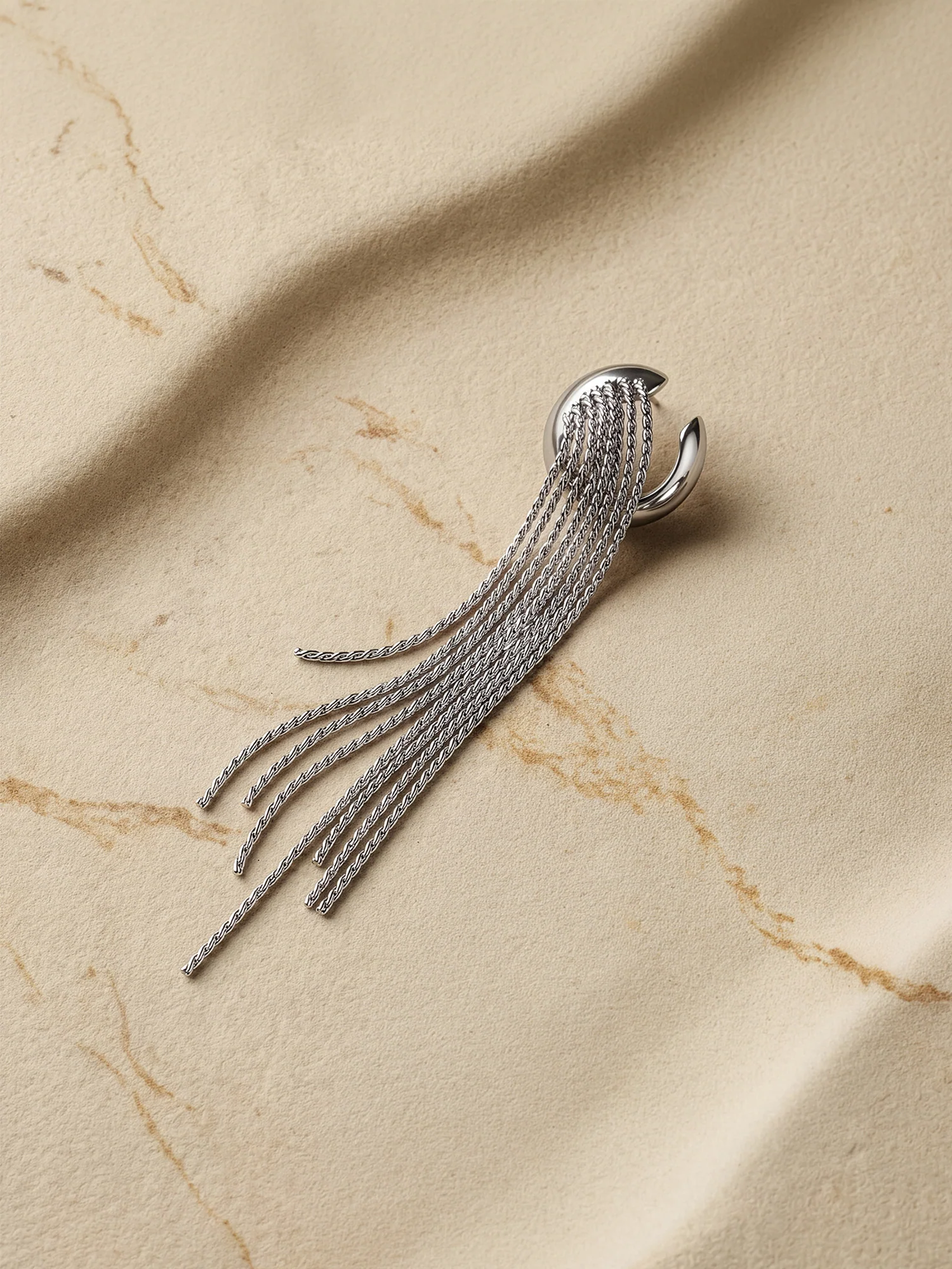 Drip Hook Rhodium Plated Ear Cuff - Image 3