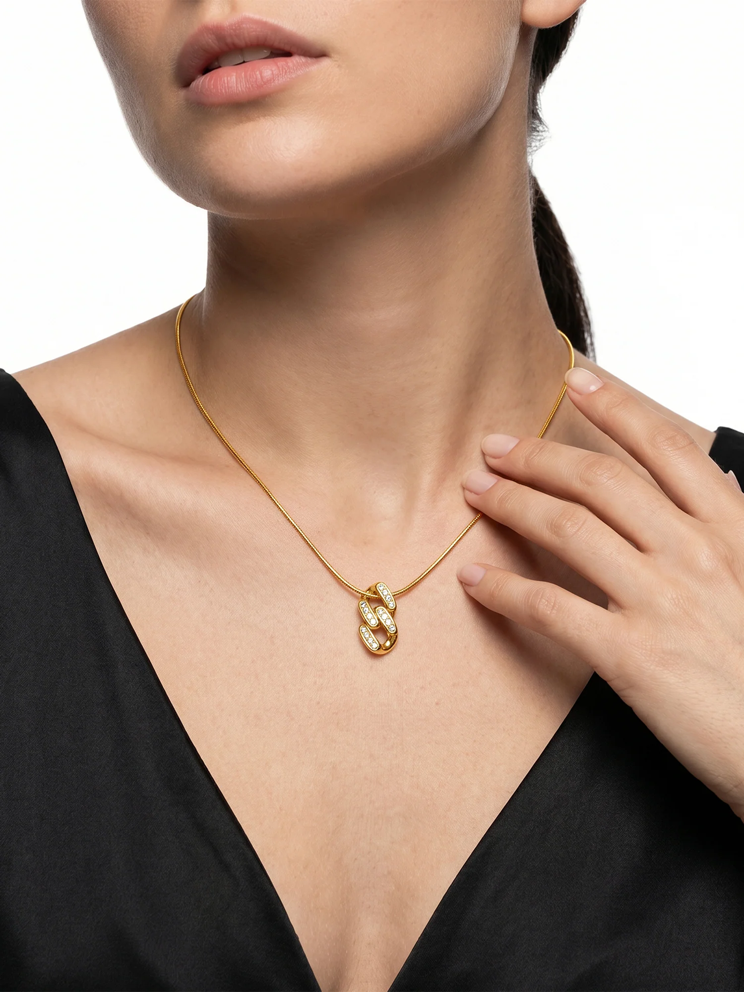 Drip Links Gold Plated Pendant With Link Chain - Image 3