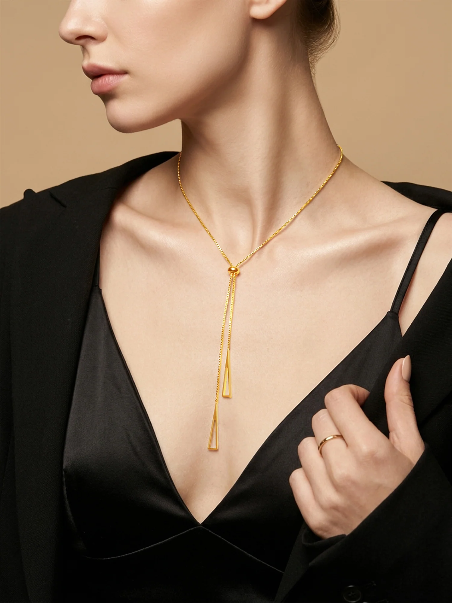 Drop It Low Gold Plated Lariat Necklace - Image 3