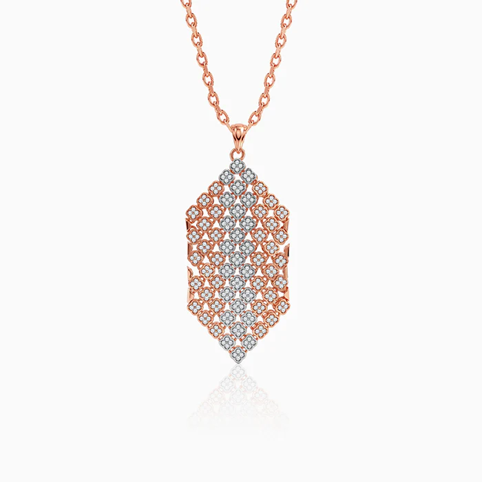 Dual Tone Aurora Angle Silver Pendant With Link Chain