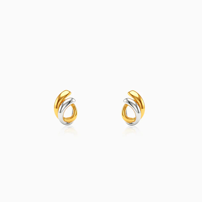 Dual Tone Crossover Silver Stud Earrings
