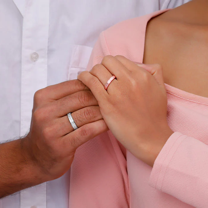 Dual Tone Destined Hearts Couple Bands - Image 3