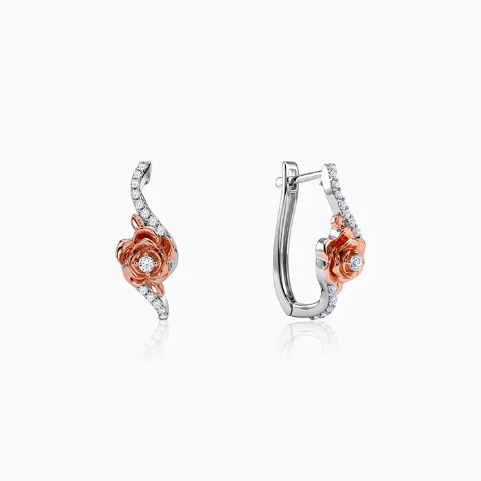 Dual Tone Ethereal Silver Hoop Earrings