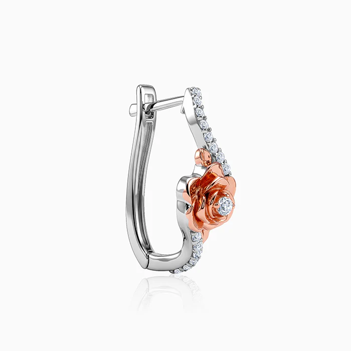 Dual Tone Ethereal Silver Hoop Earrings - Image 4