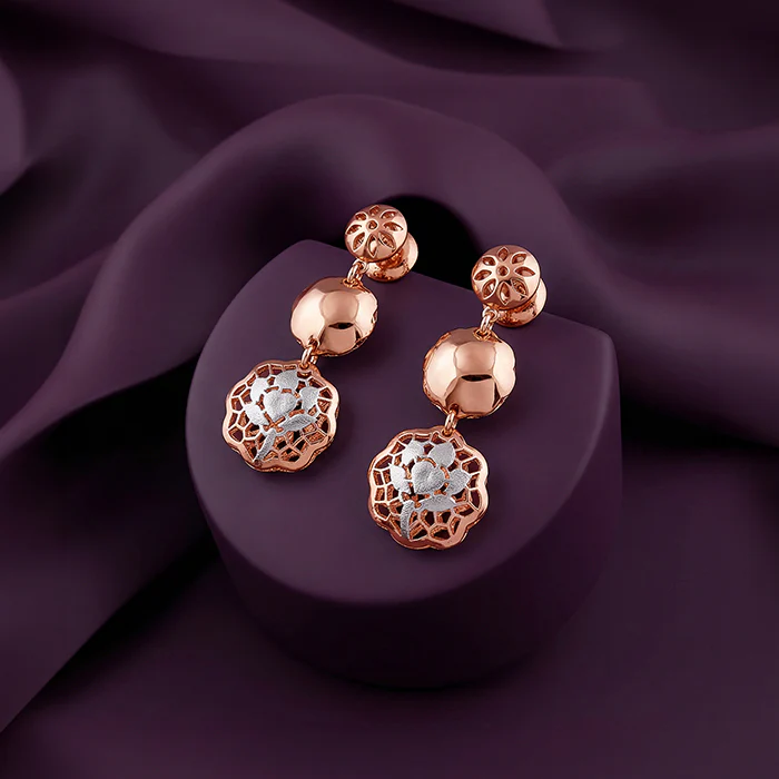 Dual Tone Filigree Orb Silver Earrings - Image 2
