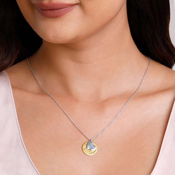 Dual Tone Golden Personalised Heart Message Necklace - Image 3