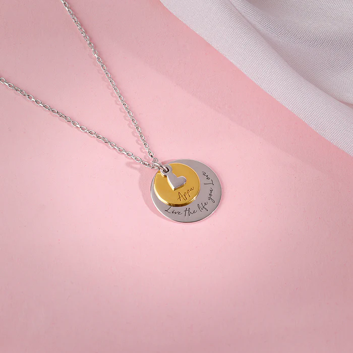 Dual Tone Golden Personalised Layered Coins Name Necklace - Image 2