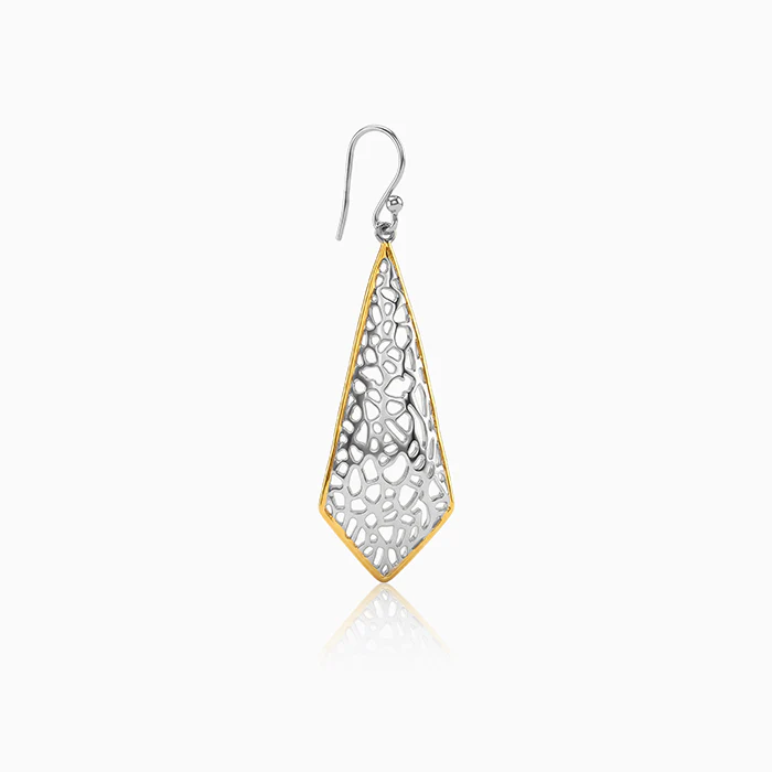 Dual Tone Kite Filigree Silver Earrings - Image 4