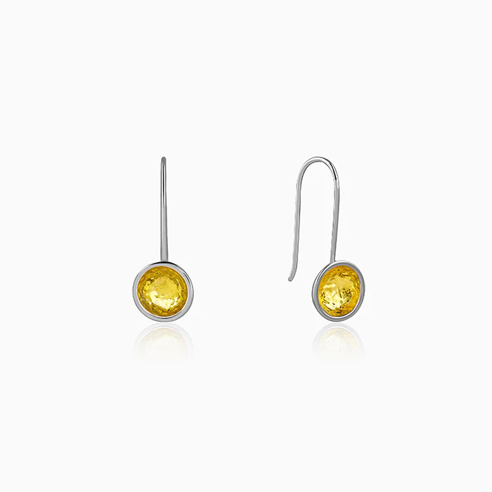 Dual Tone Orb Silver Earrings