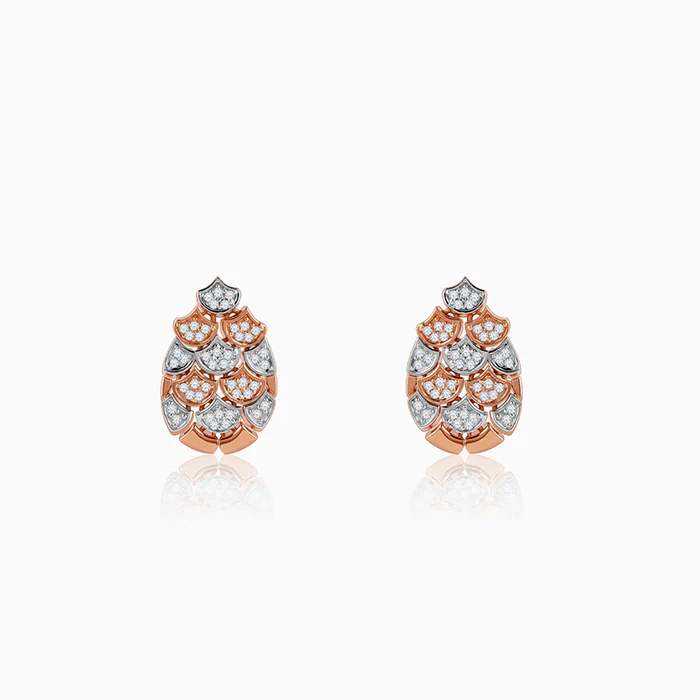 Dual Tone Oval Reef Silver Earrings