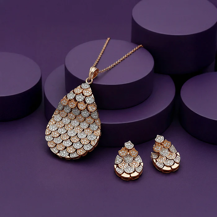 Dual Tone Oval Reef Silver Set - Image 2