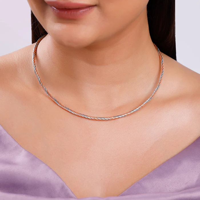 Dual Tone Rope Hasli Necklace - Image 3