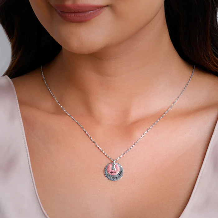 Dual Tone Rose Gold Personalised Layered Coins Name Necklace - Image 3