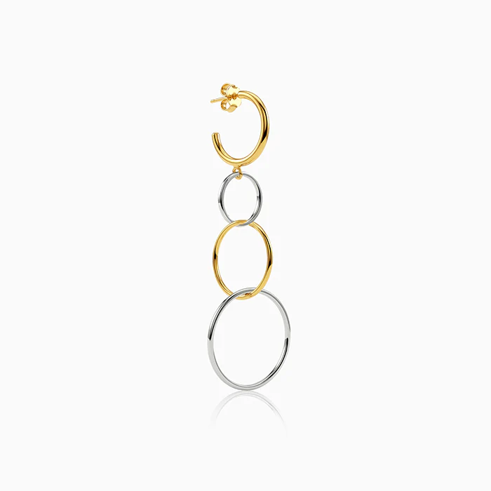 Dual Tone Sequence Silver Dangler Earrings - Image 4