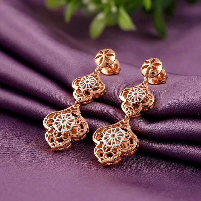 Dual Tone Sweet Aura Silver Earrings - Image 2