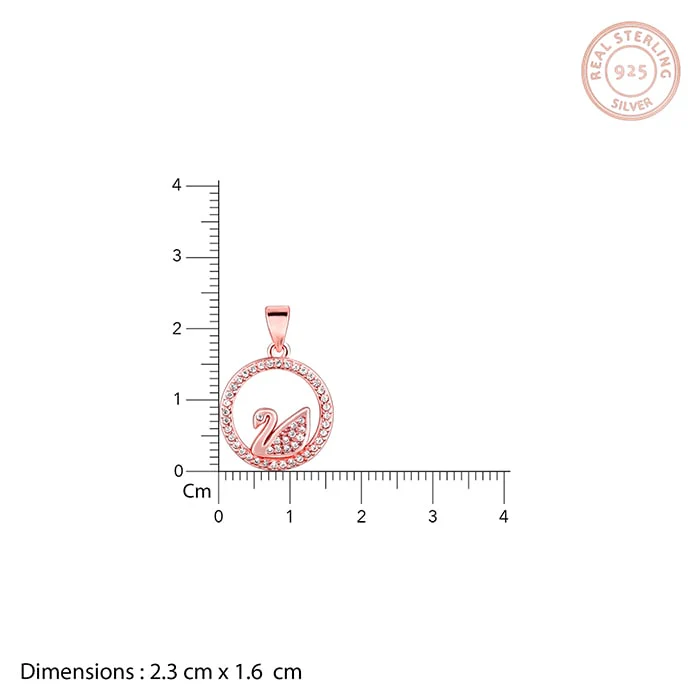 Rose Gold Zircon Studded Swan Pendant with Link Chain - Image 6