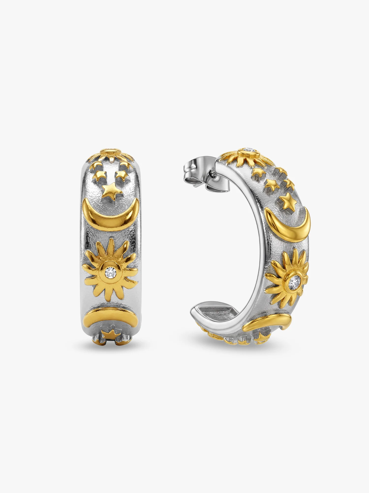 Duo Shine Dual Tone J Stud Earrings