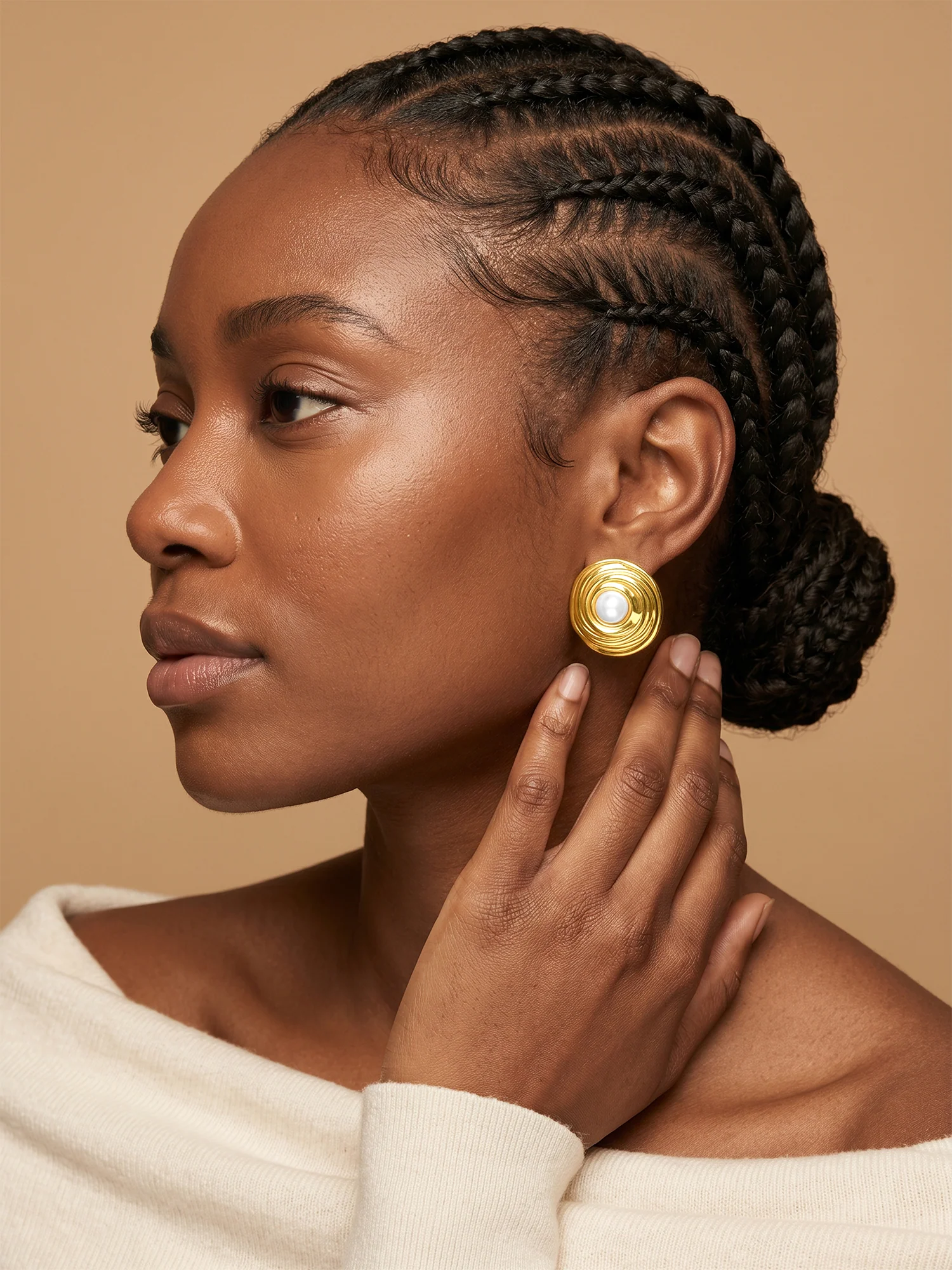 Eggy Pearl Gold Plated  Studs - Image 3