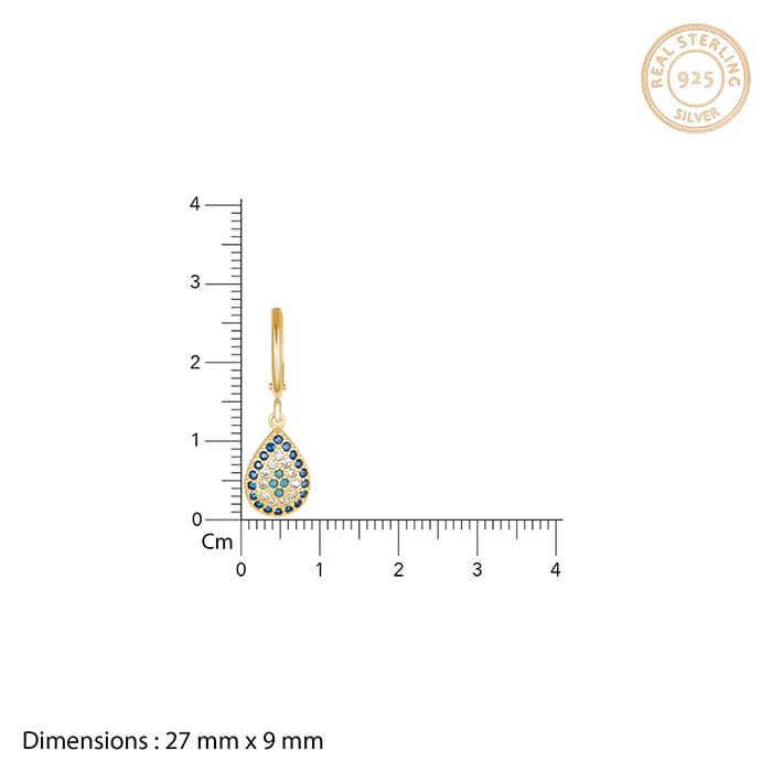 Golden Evil Eye Pear Earrings - Image 4