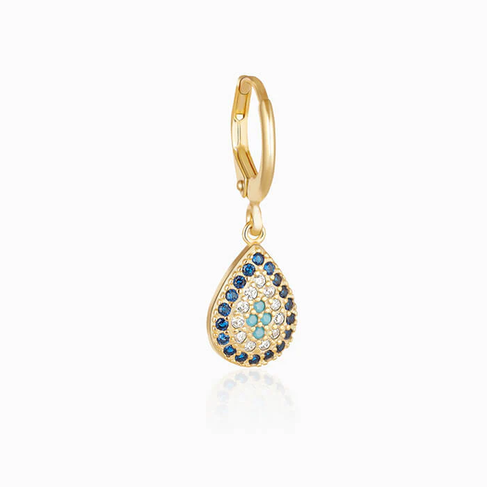 Golden Evil Eye Pear Earrings - Image 5