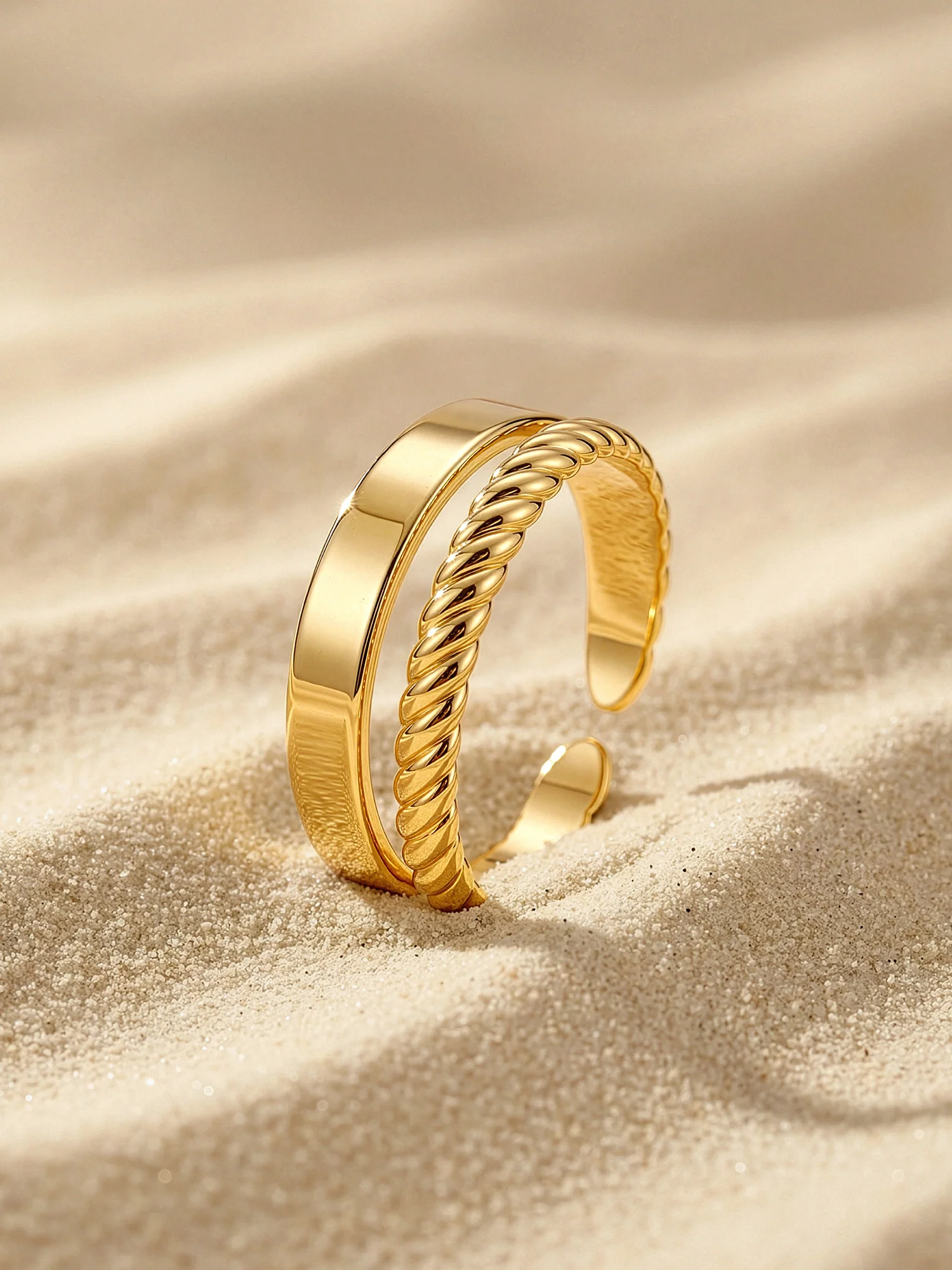 Faux Gold Plated Stack Ring (Size 14) - Image 2