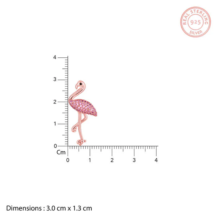 Rose Gold Zircon Flamingo Pendant with Link Chain - Image 5