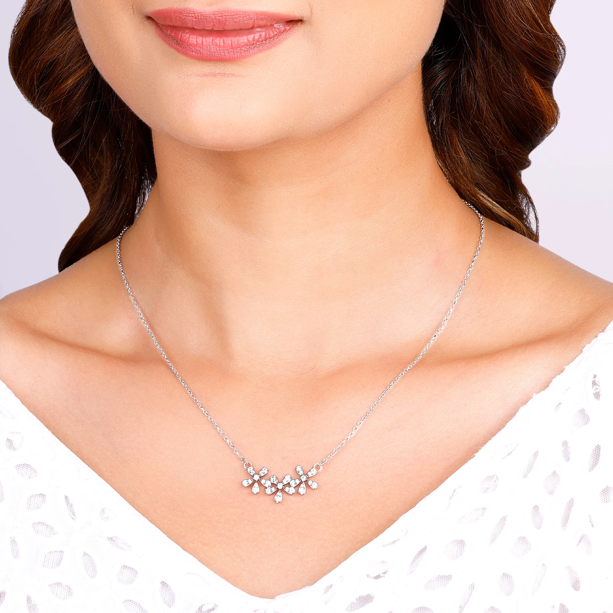 Silver Floral Enchantment Necklace - Image 3