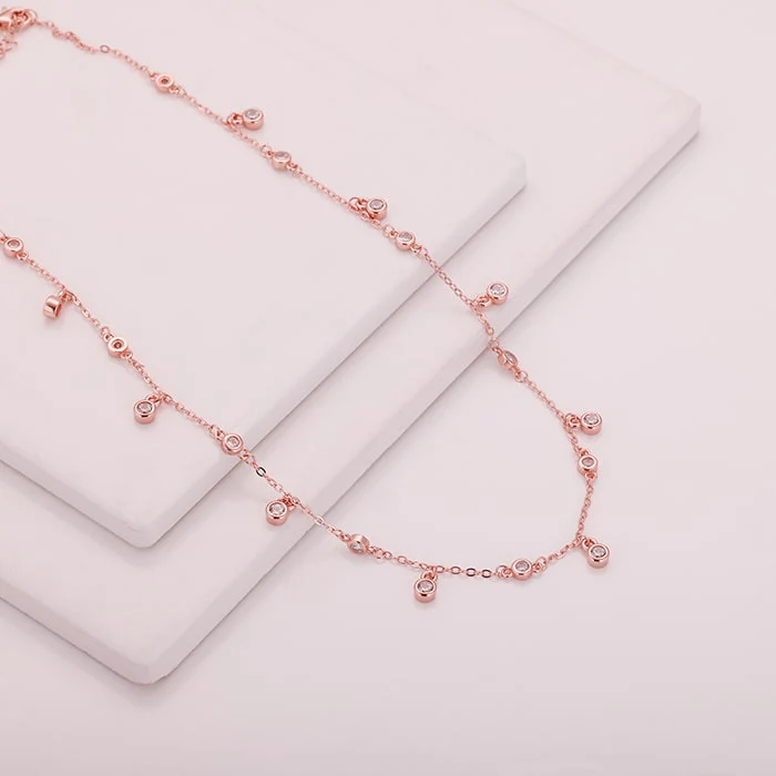Rose Gold Covered In Charm Neckalce - Image 4