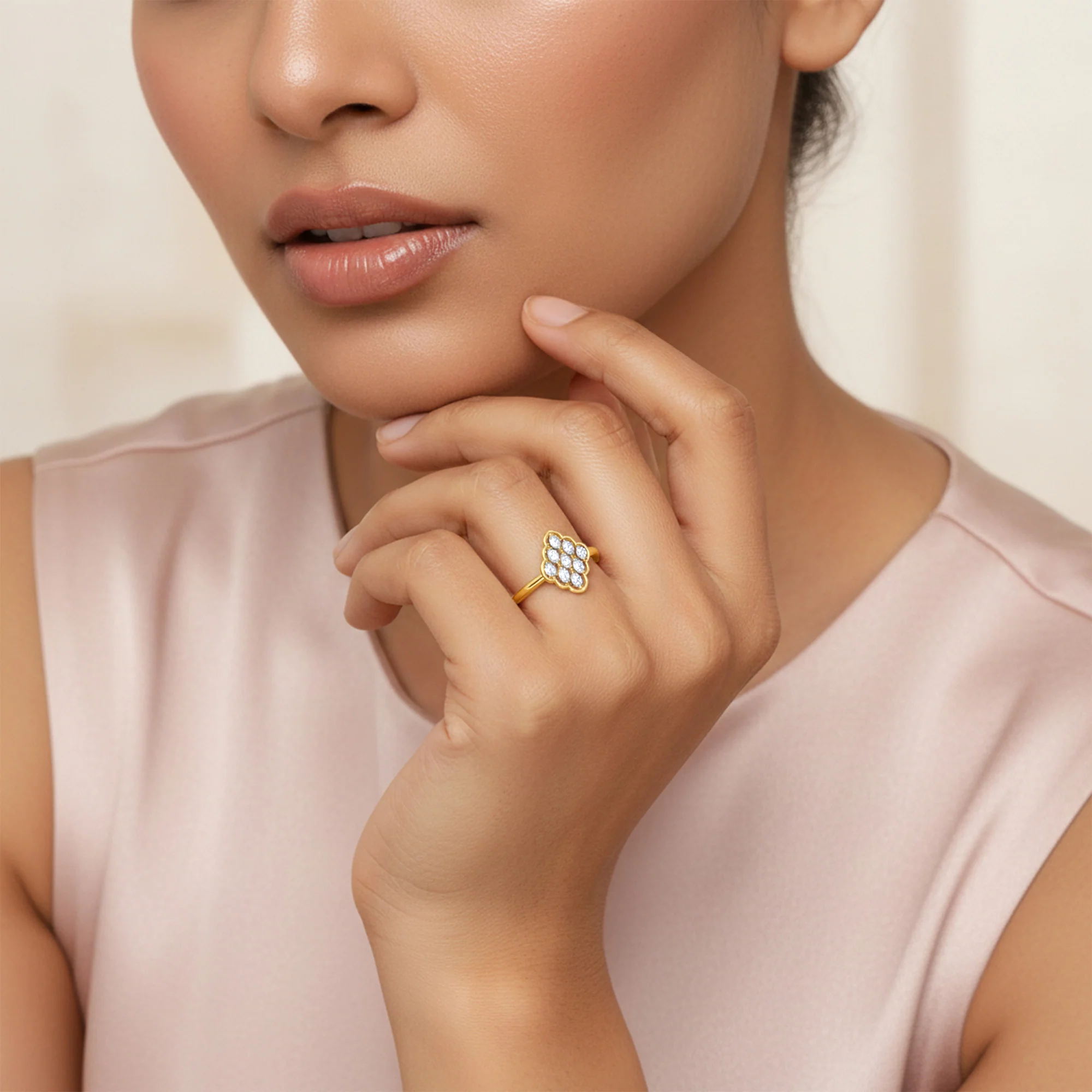 Gold Amer Trellis Lab Grown Diamond Ring - Image 3