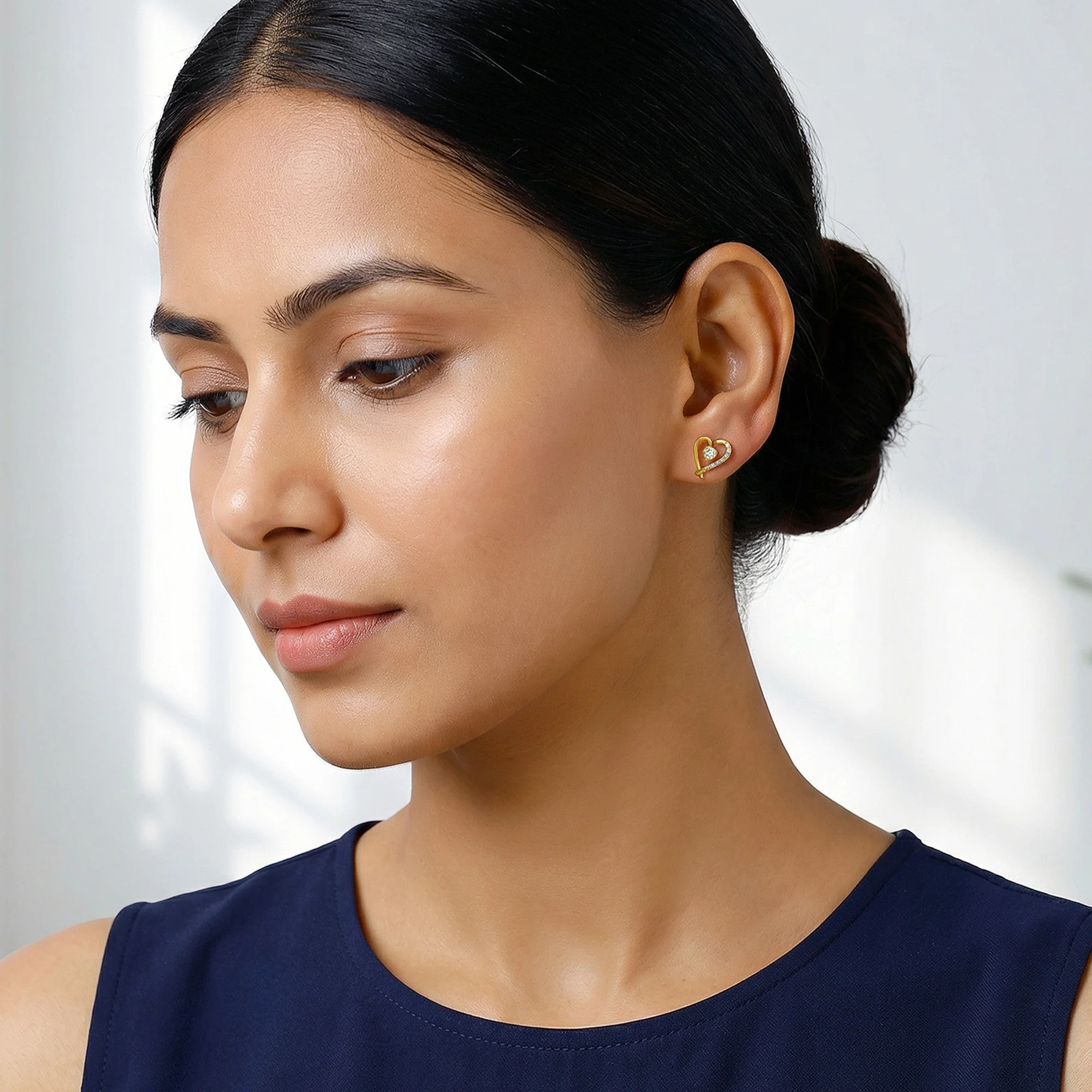 Gold Amora Crown Lab Grown Diamond Earrings - Image 3