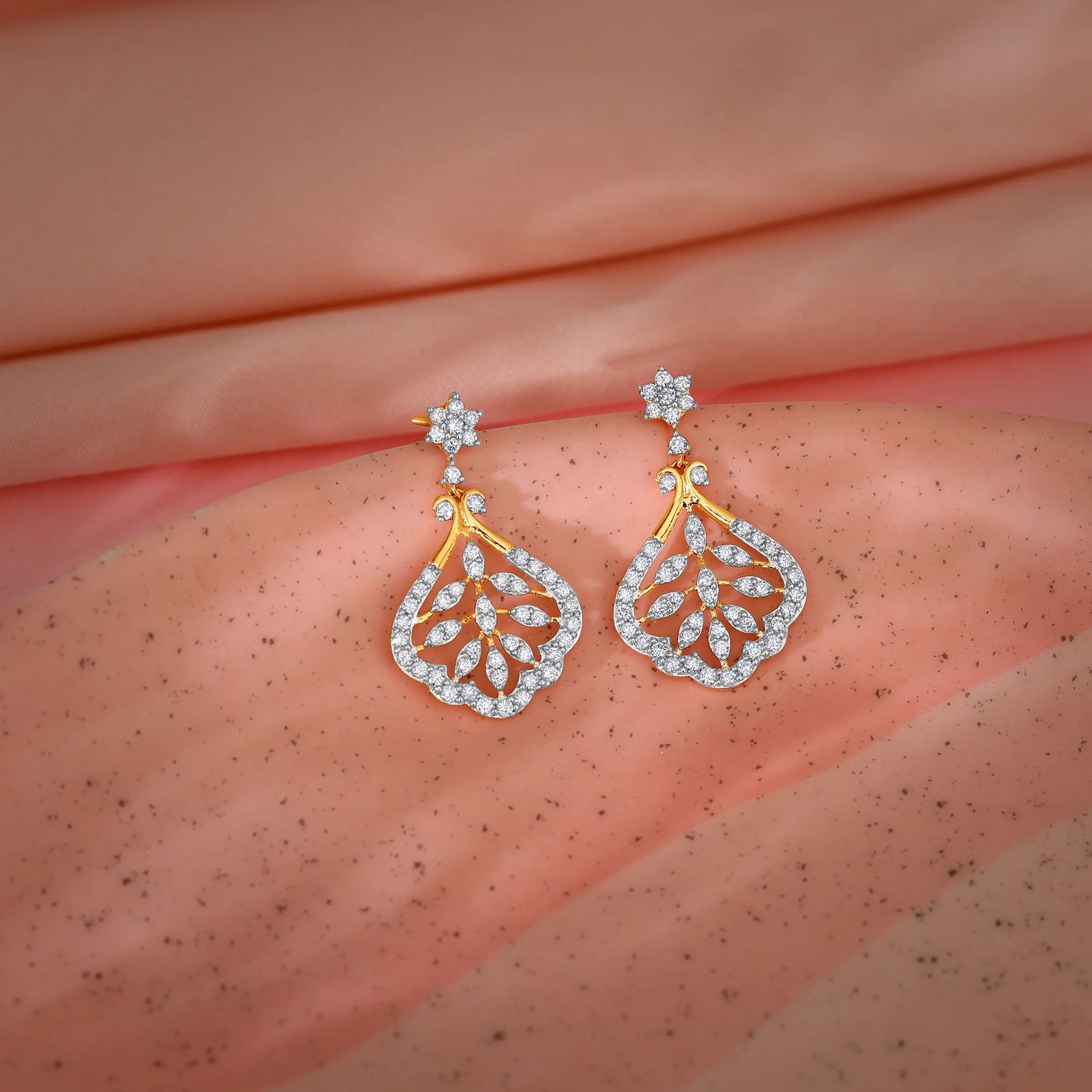 Gold Secret Garden Diamond Earrings - Image 2