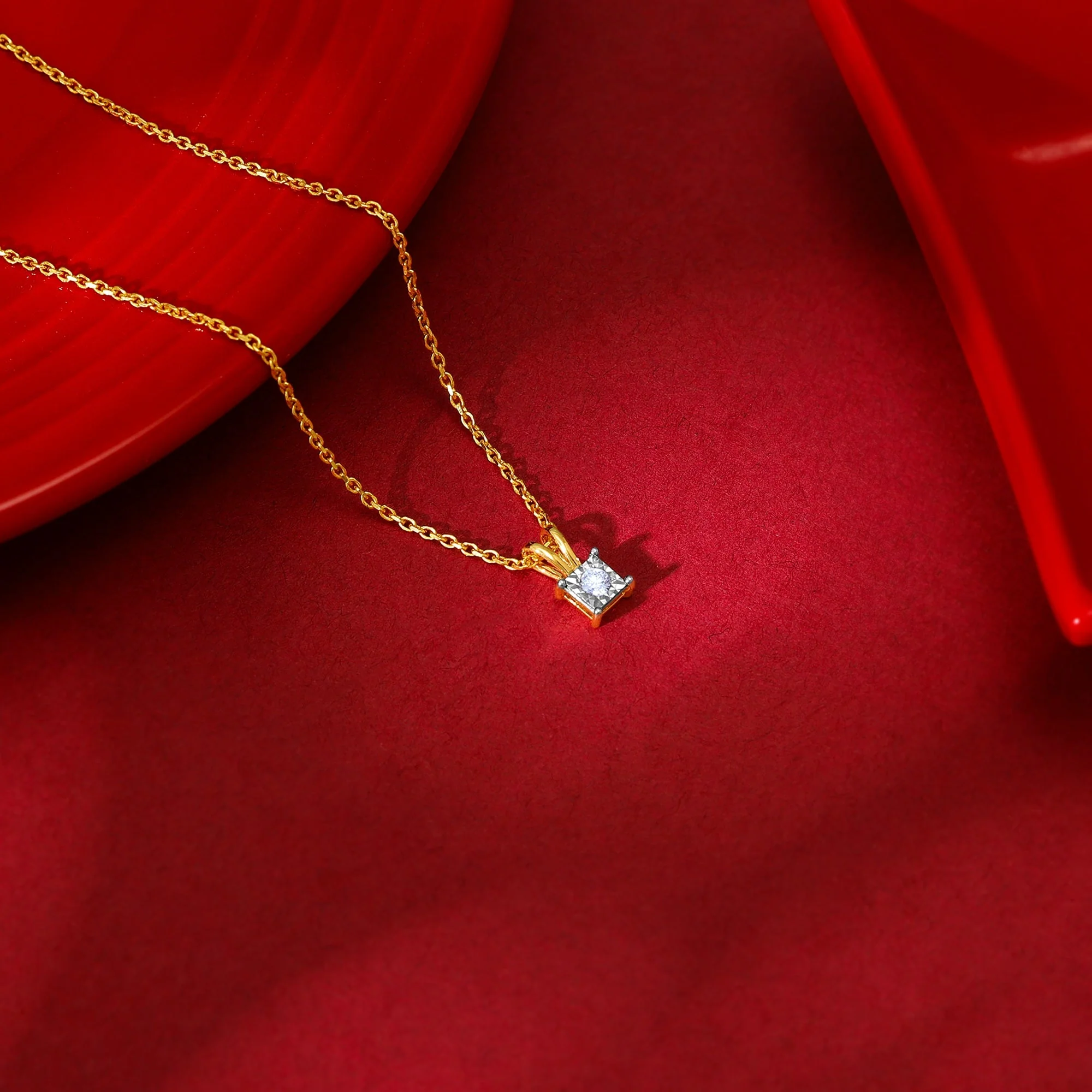Gold Boxy Diamond Pendant - Image 2