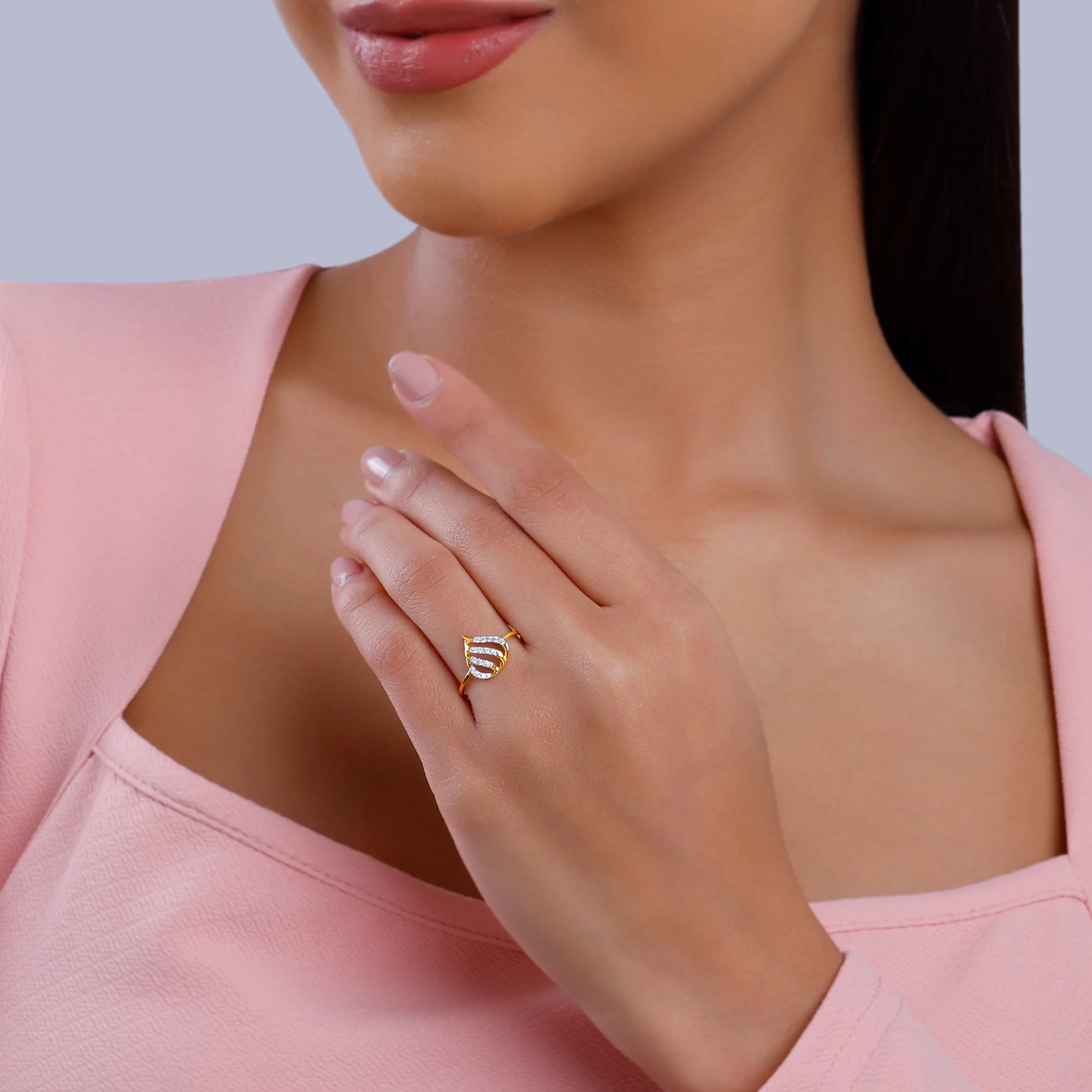 Gold Flame Lab Grown Diamond Ring - Image 3