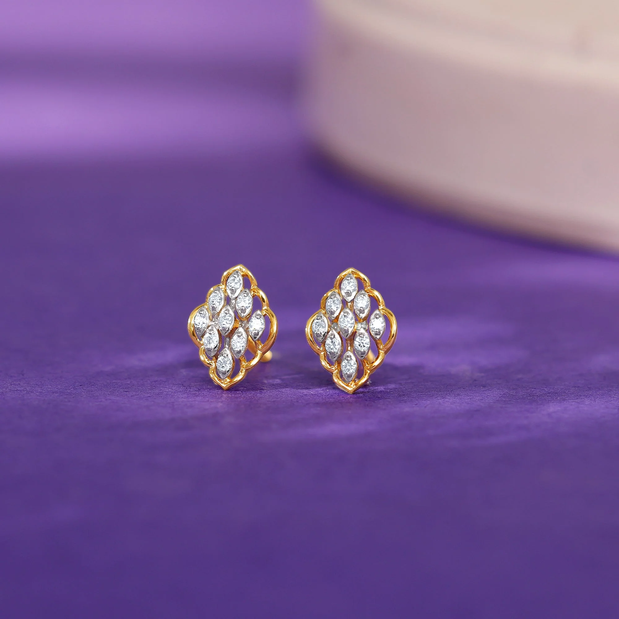 Gold Labyrinth Lab Grown Diamond Earrings - Image 2