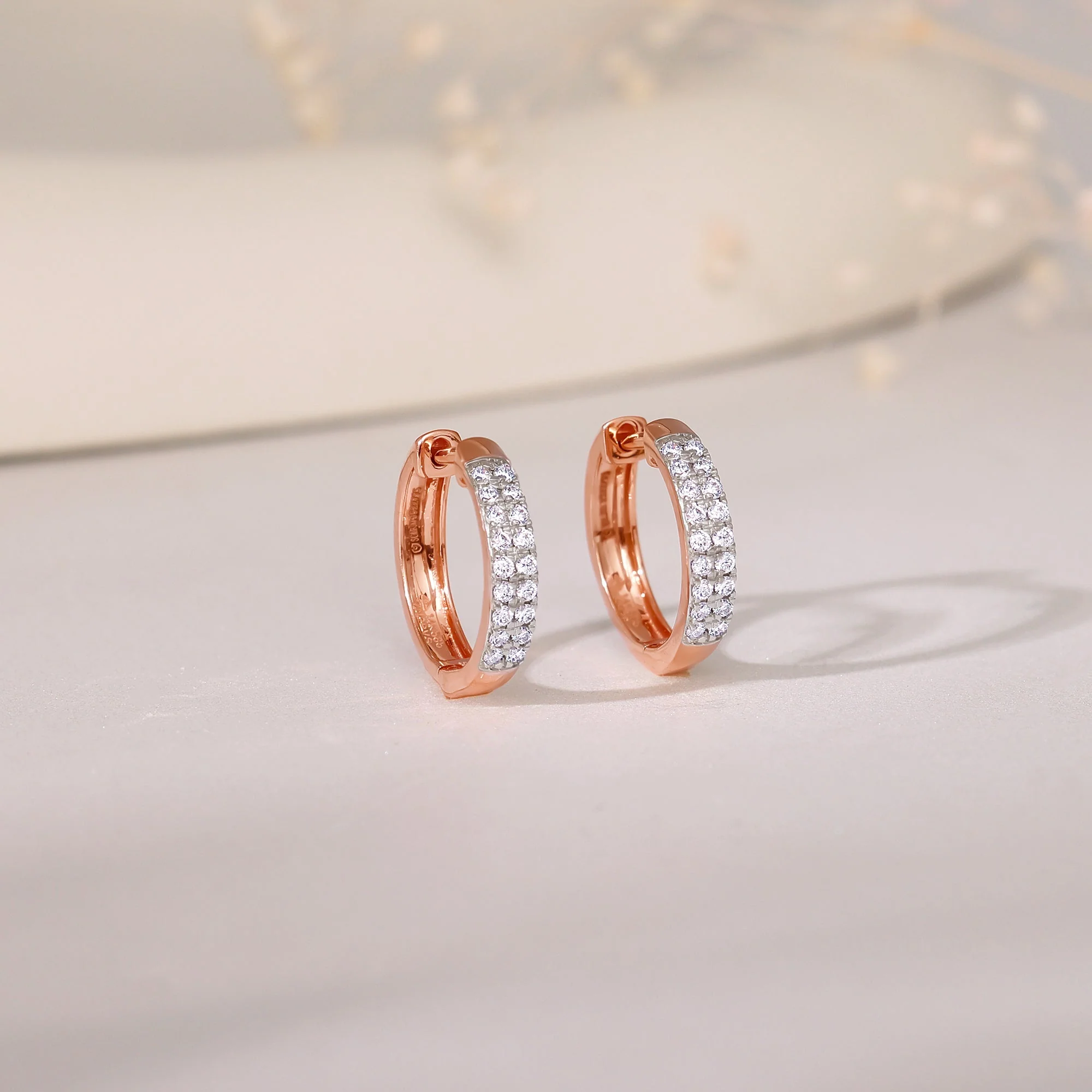 Rose Gold Huggies Lab Grown Diamond Earrings - Image 2