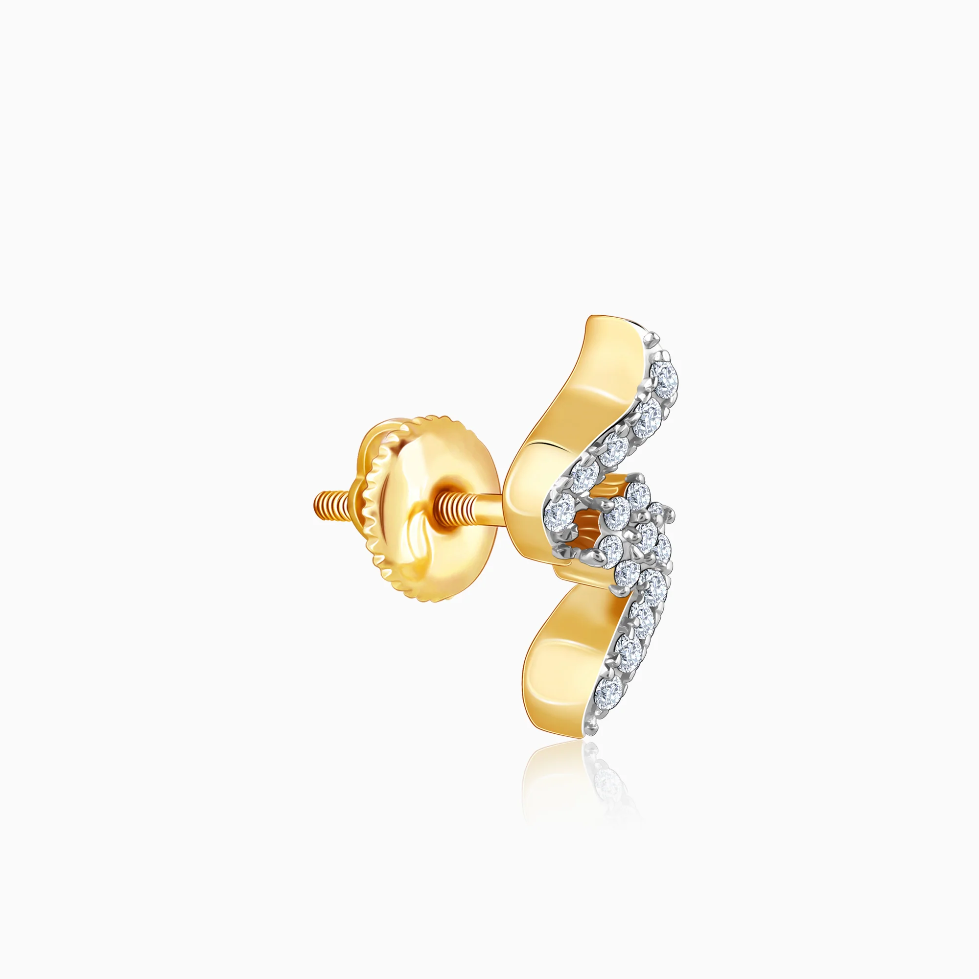 Gold Wavy Chakra Diamond Earrings - Image 4