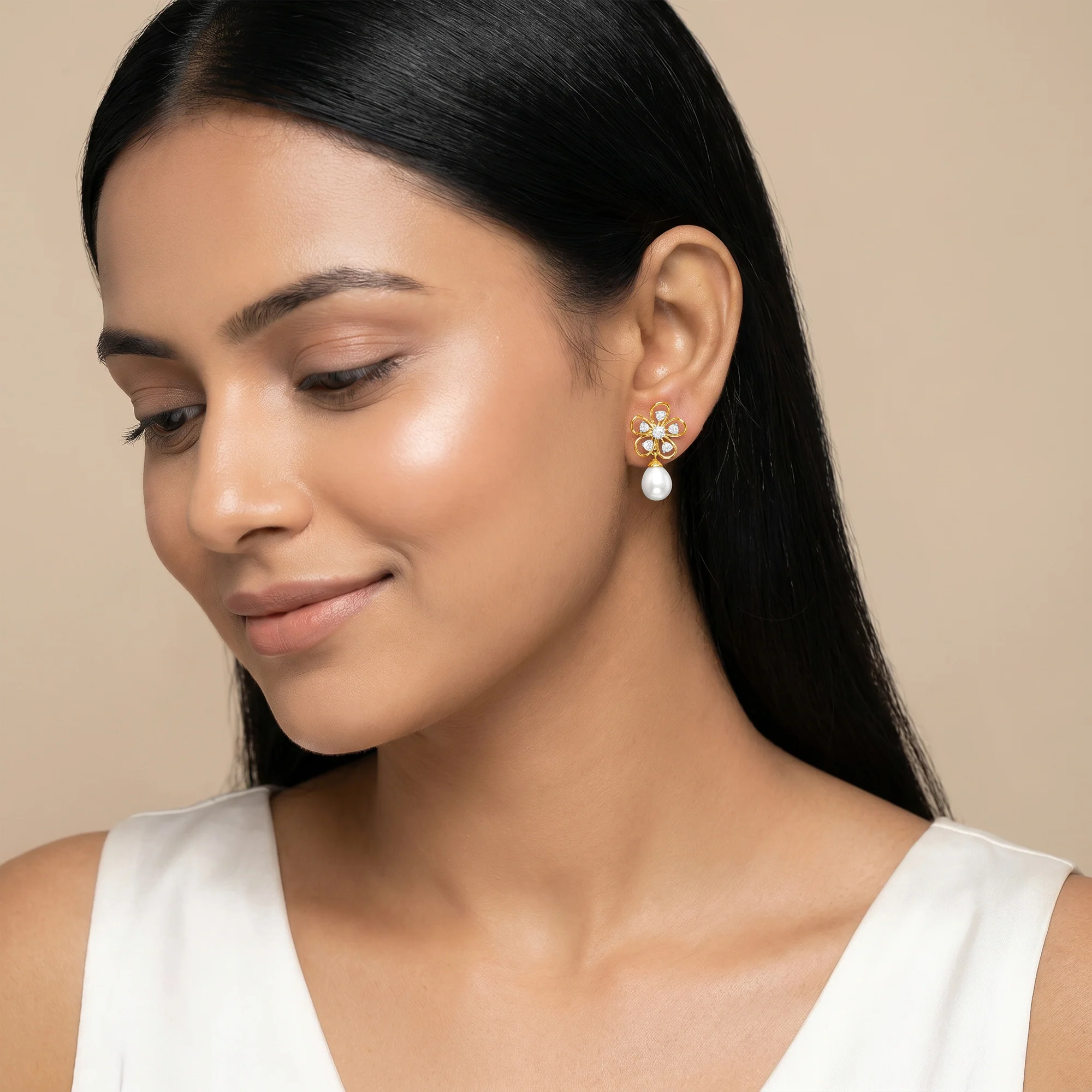 Gold Anthos Shine Lab Grown Diamond Earrings - Image 3