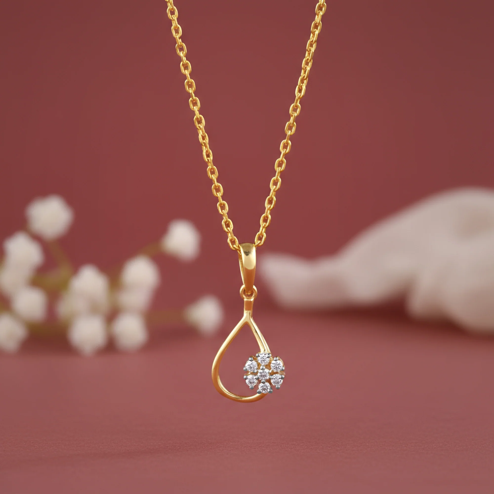 Gold Aqua Bloom Lab Grown Diamond Pendant - Image 2
