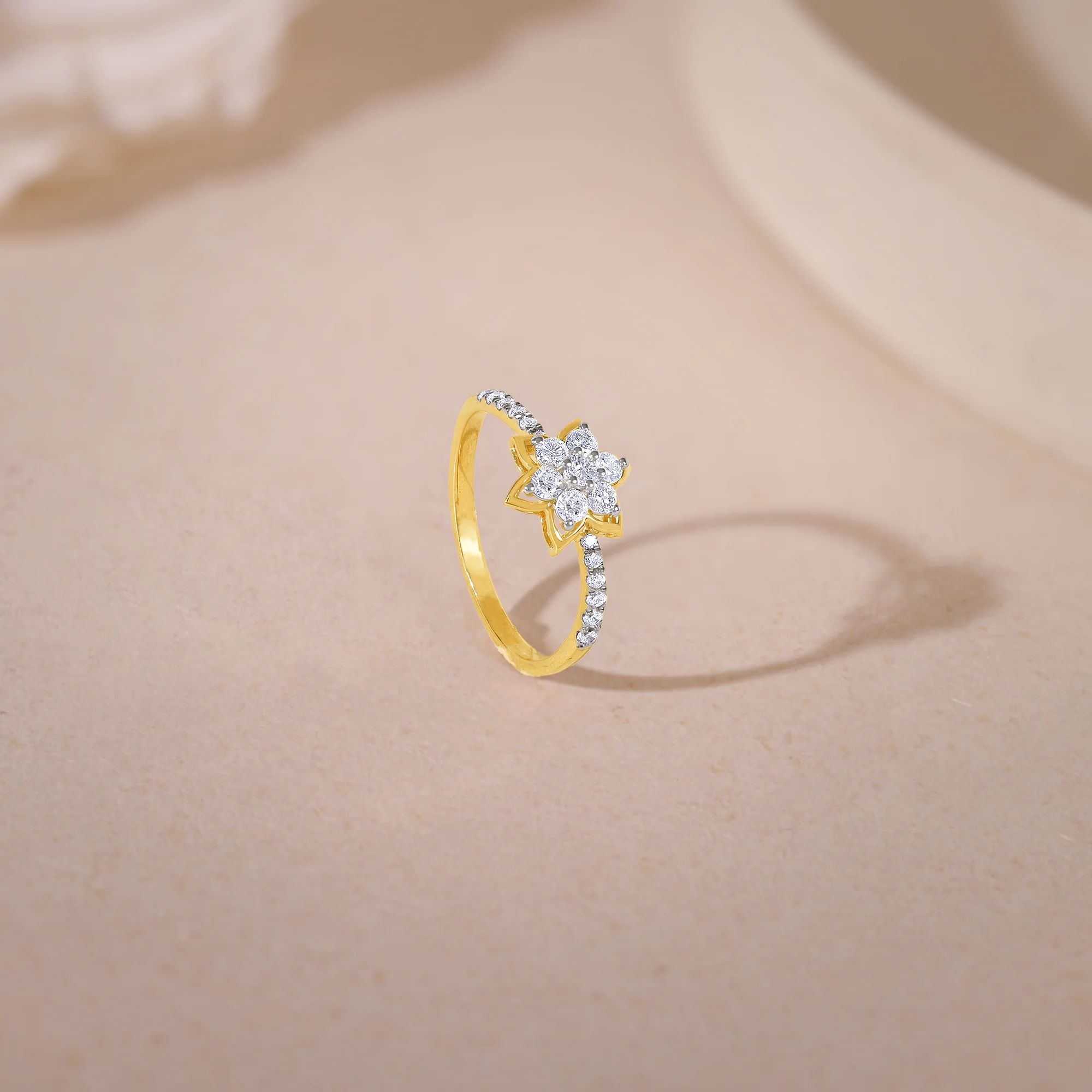 Gold Artistic Flora Lab Grown Diamond Ring - Image 2