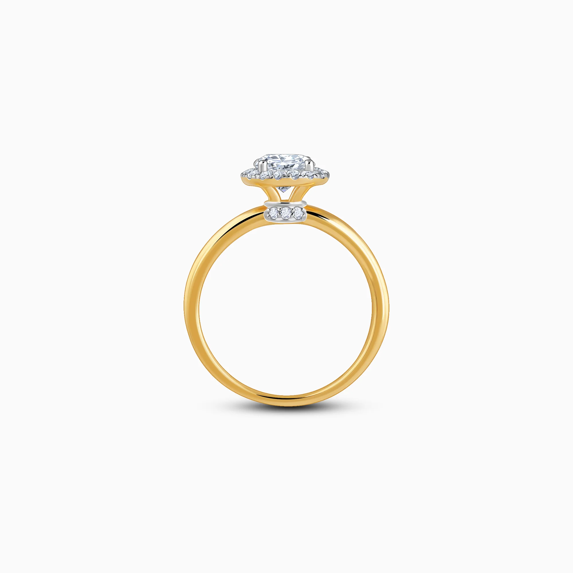 Gold Audrey Halo Salitaire Lab Grown Diamond Ring - Image 5